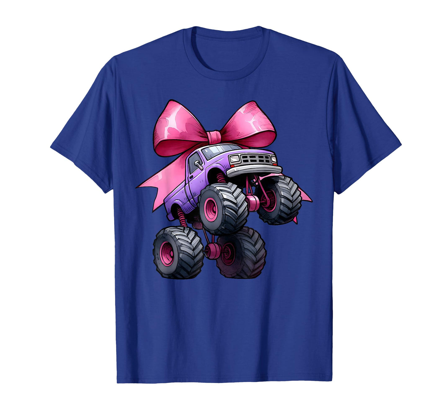 Coquette Bow Monster Truck Mothers Day Pink Ribbon Mom Girl T-Shirt
