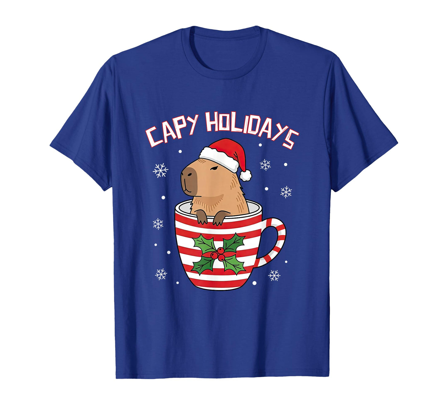 Capy Holidays Christmas Capybara Santa Hat Xmas Boys Girls T-Shirt