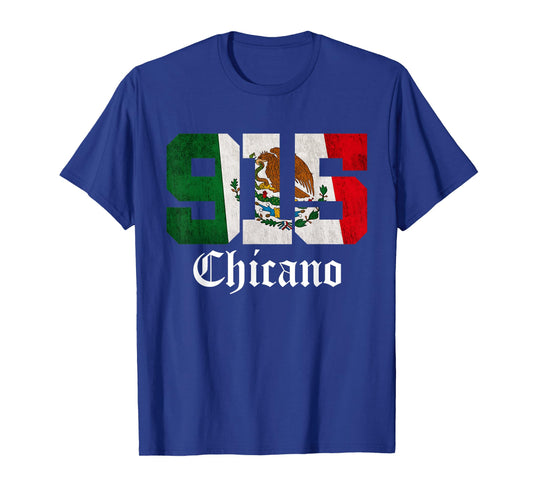 Mens Mexican Flag Chicano Apparel Texas 915 Area Code T-Shirt