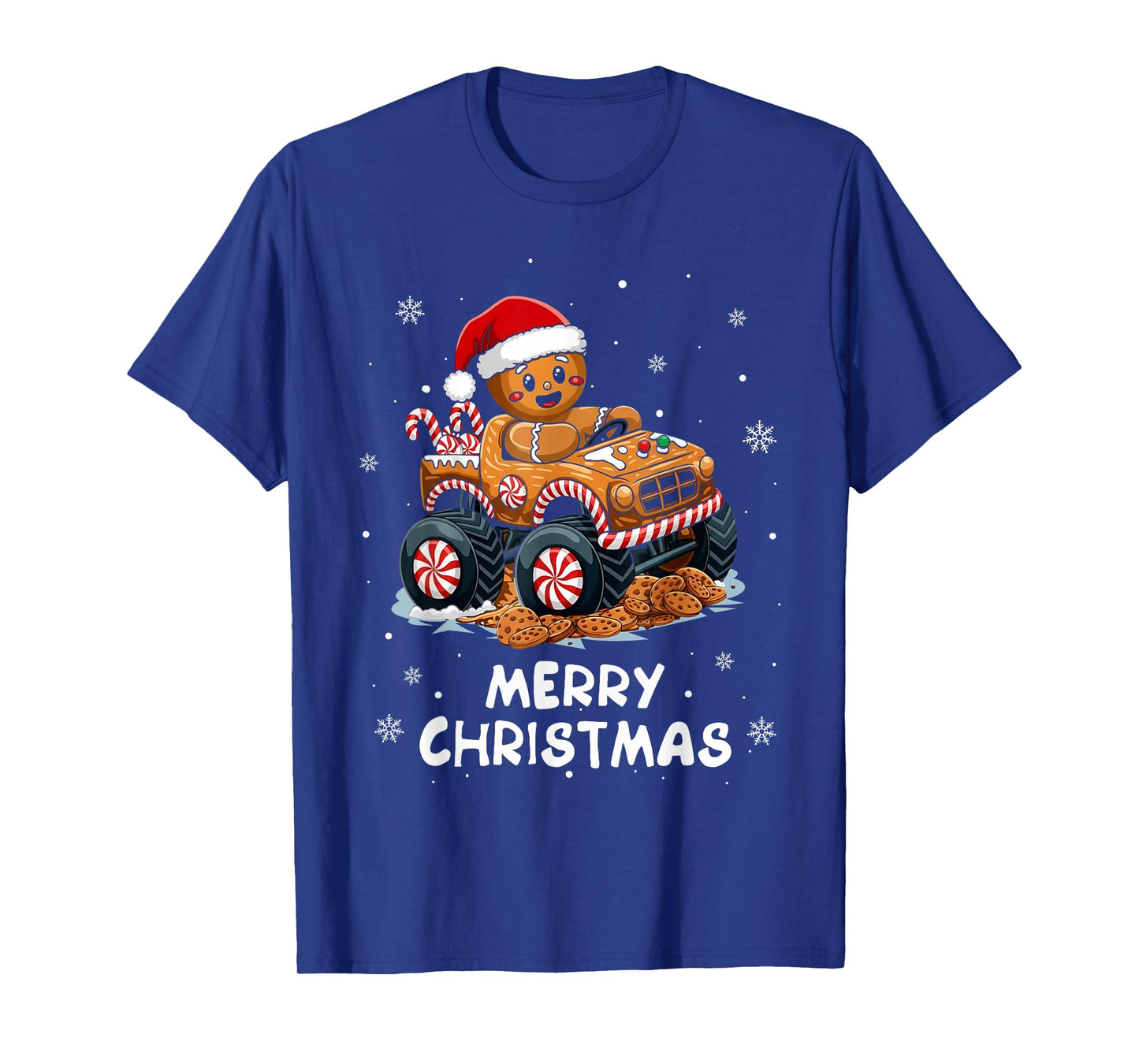 Monster Truck Gingerbread Man Funny Merry Christmas Baking T-Shirt