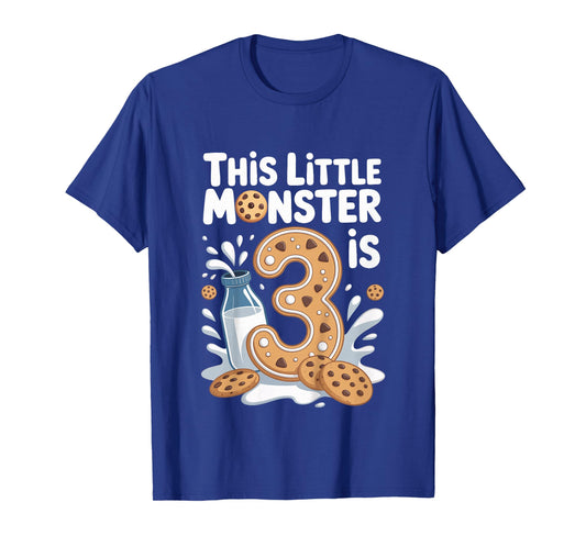 Kids This Cute Monster is 3 Cute Cookie 1st Birthday T-Shirt