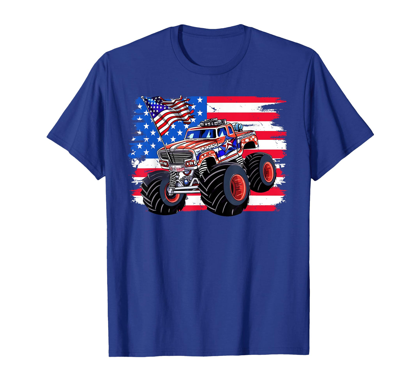 Monster Truck 4th Of July Shirt Boys American Flag Men USA T-Shirt