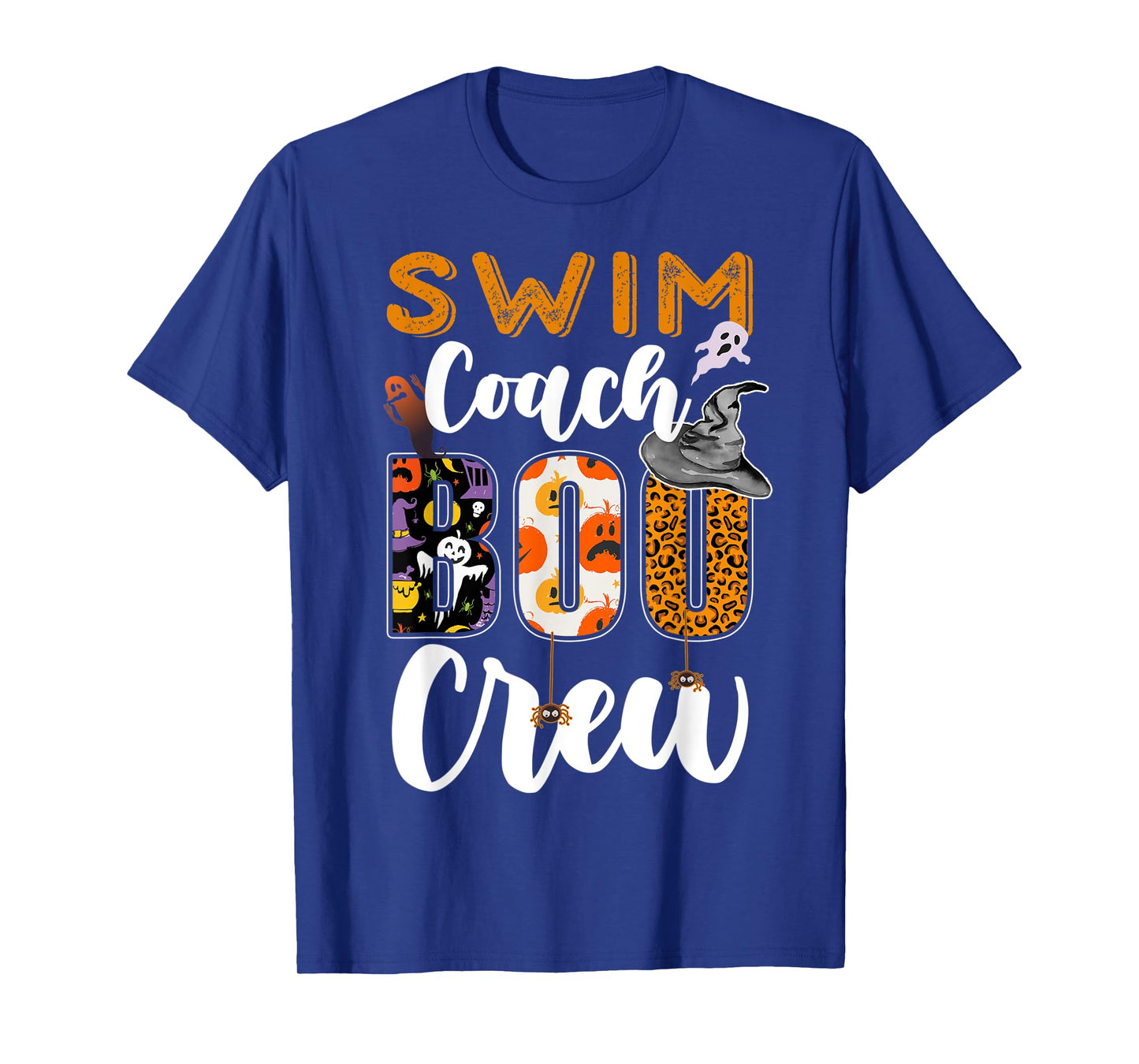 Swim Coach Boo Crew Ghost Funny Swimmer Halloween Matching T-Shirt