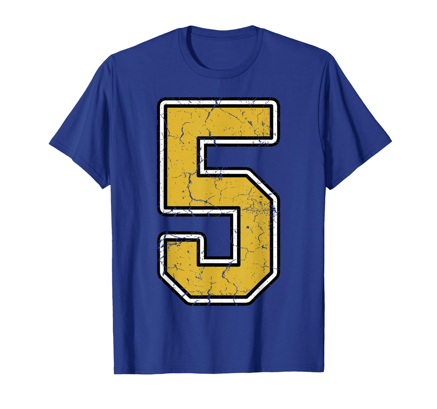Old Gold Black White Sports Number 5 Jersey Uniform Player T-Shirt