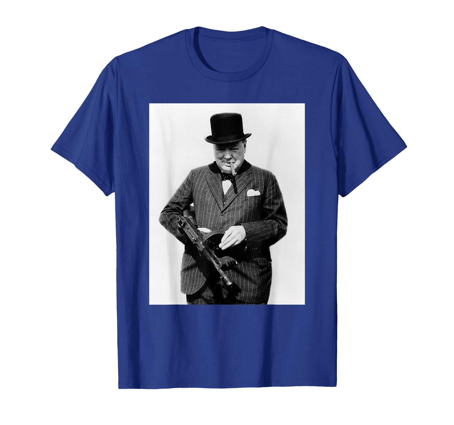 Sir Winston Churchill T-Shirt - Tommy Gun Patriot - Black - Small - Unisex-Adults - Short Sleeve - Classic Fit - Cotton 60%, Polyester 40%
