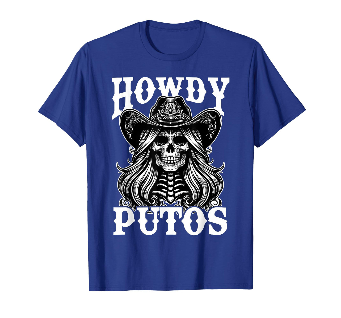 Howdy Putos Vintage Western Cowgirl Skull Spanish Slang T-Shirt