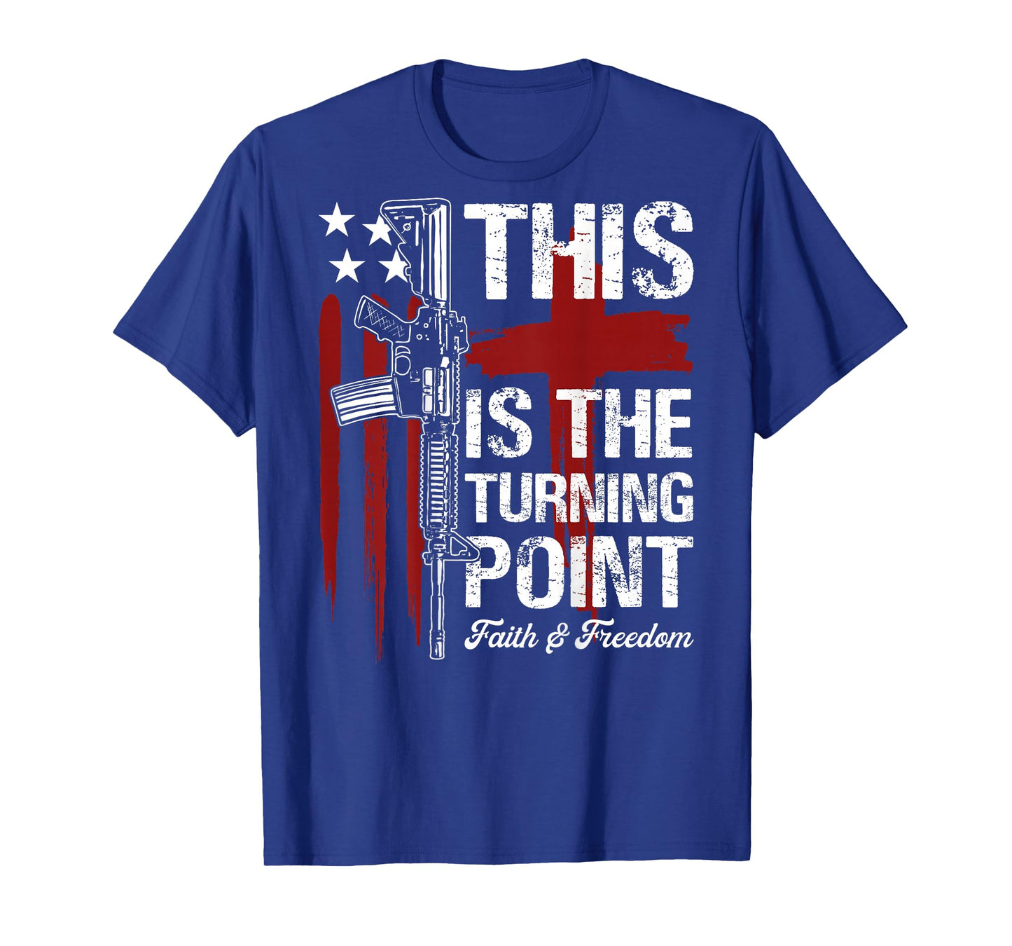 This is The Turning Point Faith Cross US Flag Patriotic Back T-Shirt