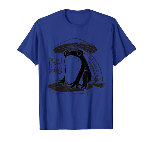 Grumpy Japanese Frog Cute Cottagecore Frog Goblincore Toad T-Shirt