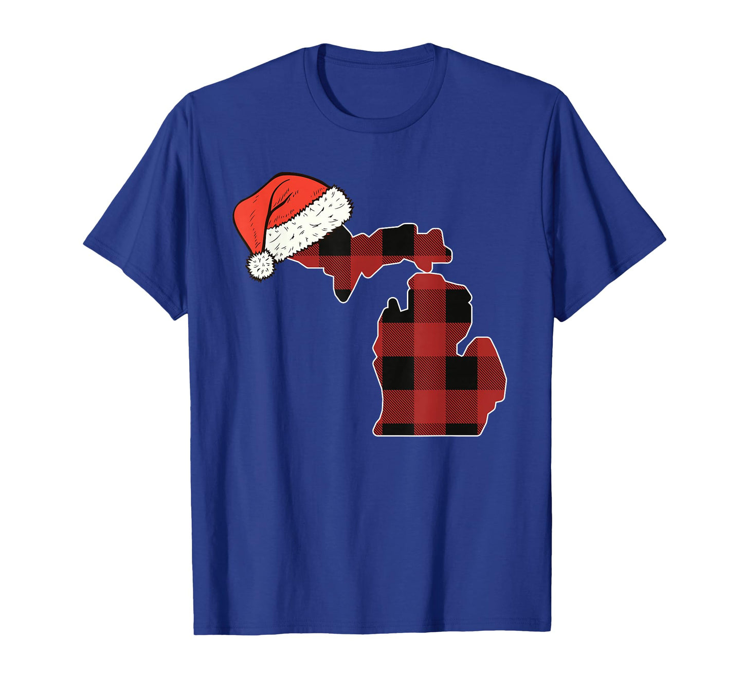 Michigan Plaid Christmas Santa Hat Holiday Matching T-Shirt