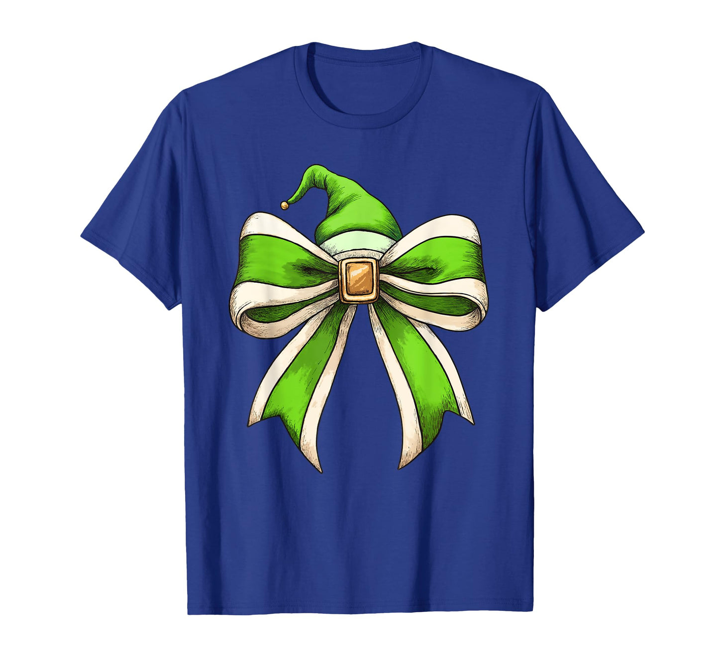 Coquette Christmas Bow Girls Women Holiday Ribbon Green Elf T-Shirt