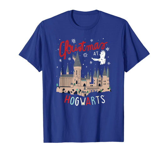 Harry Potter Unisex-Adults Kids Christmas Hogwarts T-Shirt, Black, Small