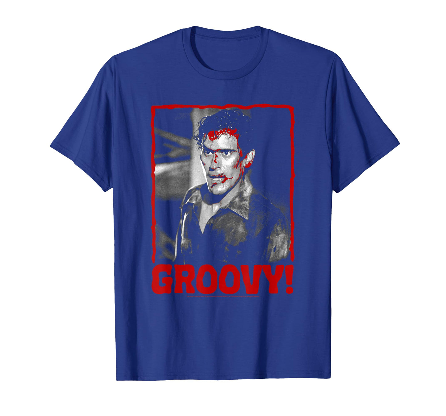 Evil Dead 2 Ash Bloody Groovy Photo Retro Horror Movie T-Shirt