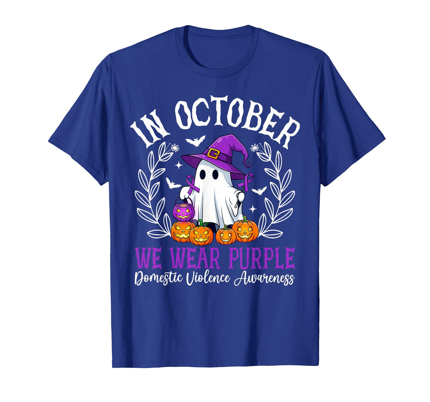 in October We Wear Purple Domestic Violence Halloween T-Shirt
