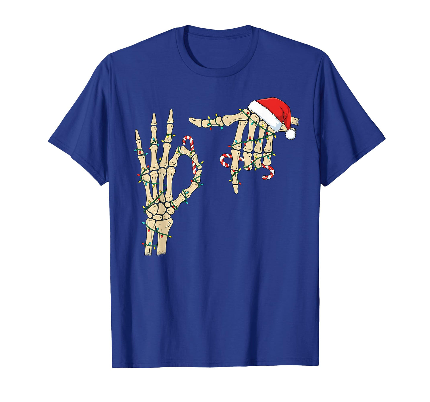 67 Six Seven Meme Skeleton Hand Christmas Santa Hat T-Shirt