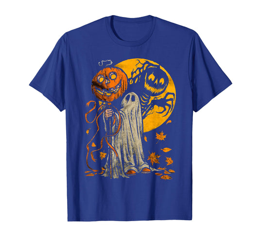Halloween Pumpkin Ghost Autumn Leaves Graphic Art T-Shirt