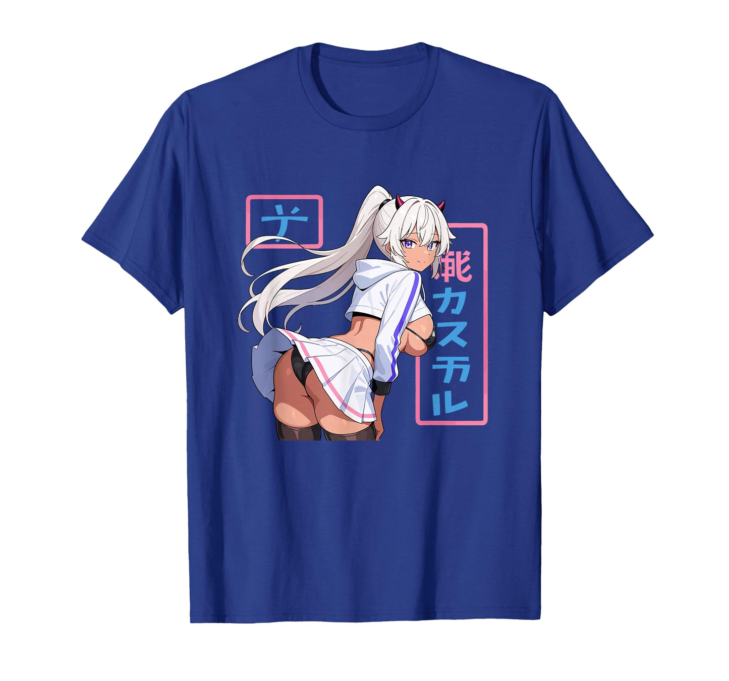 Waifu Sexy Anime Girl Horns Mini Skirt Japanese Manga Style T-Shirt