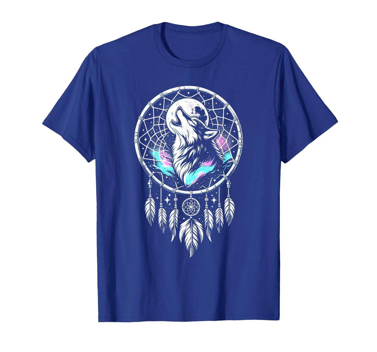Boho Dream Catcher Wolf Howling At The Moon Dog Wolves Lover T-Shirt for Men Women Kids