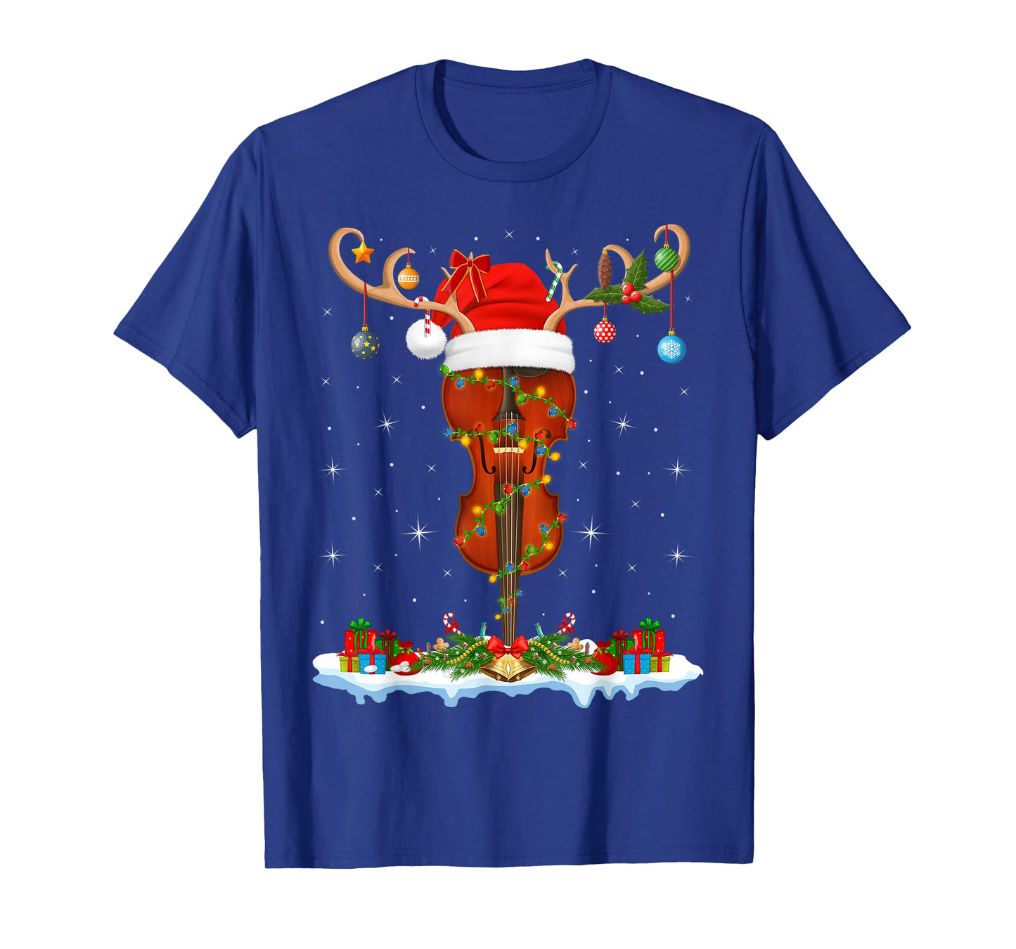 Violin Fiddle Christmas Lights Orchestra Violin Player Xmas T-Shirt
