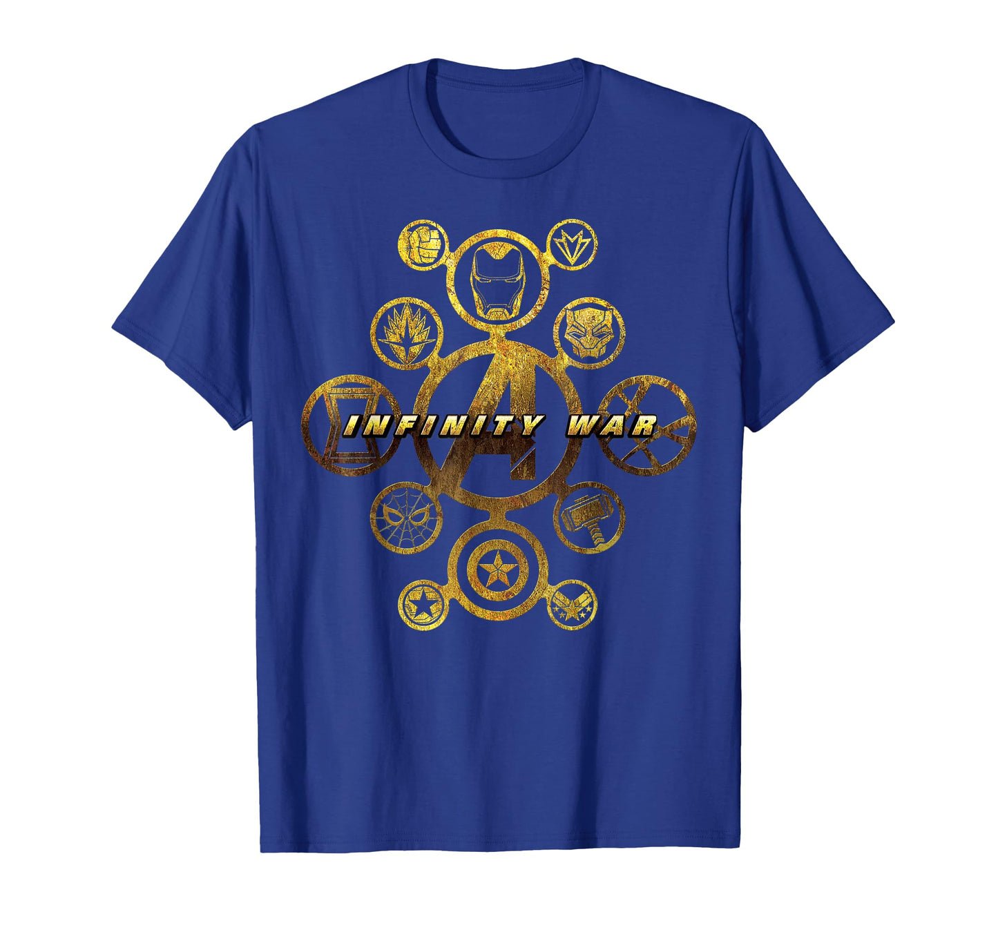 Marvel Avengers Infinity War Gold Hero Icons Graphic T-Shirt T-Shirt