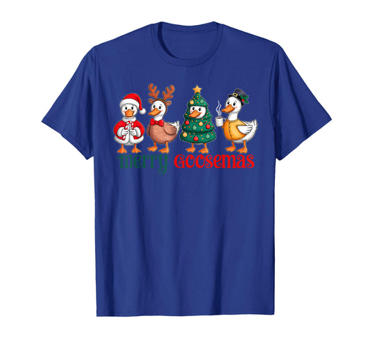 Merry Goosemas Christmas Goose Santa Hat Funny Xmas Holiday T-Shirt