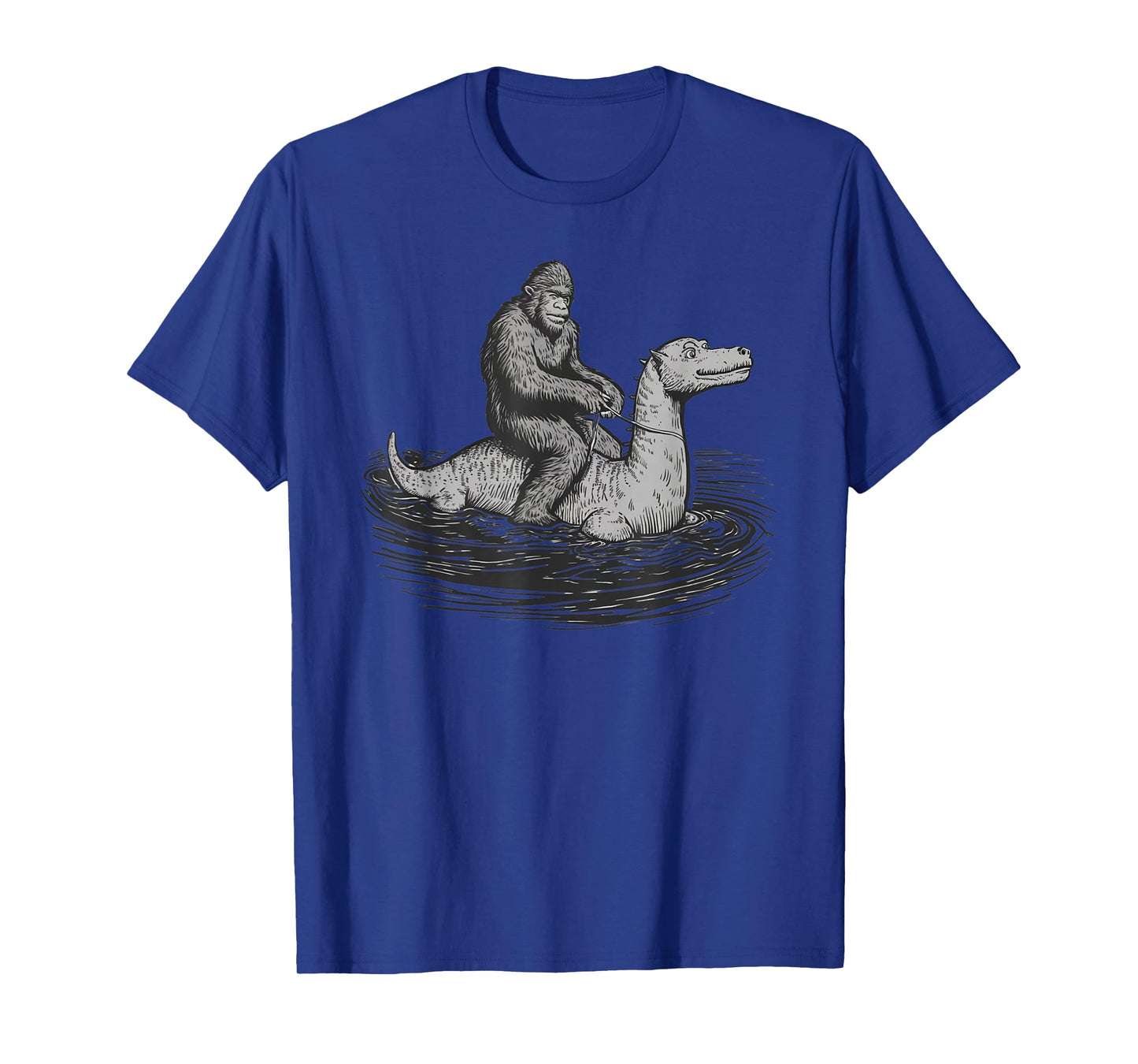 Bigfoot Sasquatch Riding The Loch Ness Monster Funny BigFoot T-Shirt