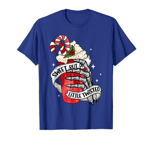 Funny Christmas Candy Cane Sweet But Twisted Skeleton Latte T-Shirt
