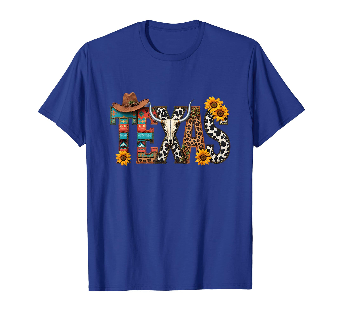 Retro Vibes Text Design Bold Colors & Shining Stars TEXAS T-Shirt