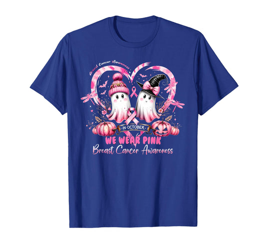 in October We Wear Pink Breast Cancer Heart Dragonflies T-Shirt