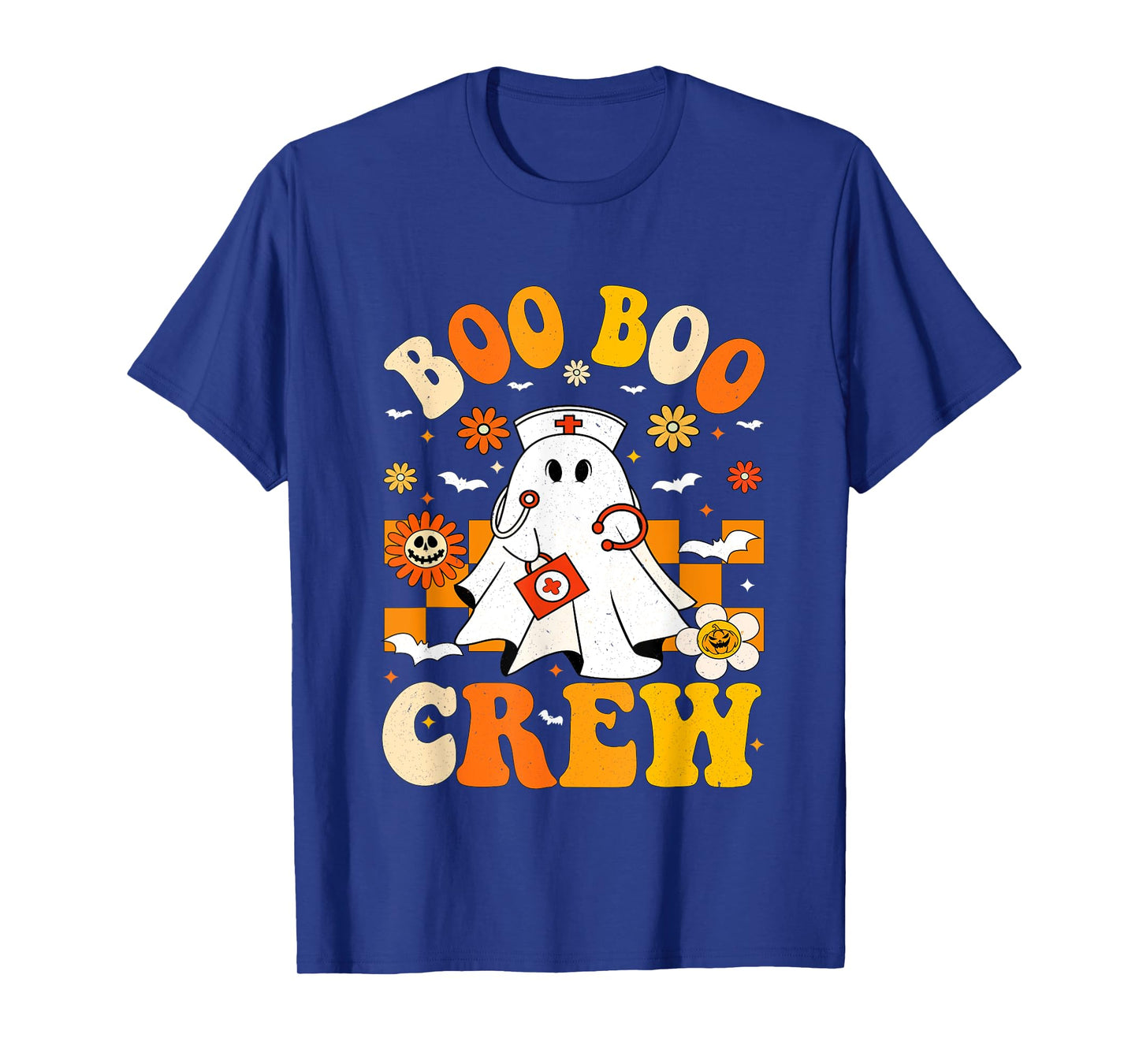 Funny Nurse Ghost Boo Crew Halloween Costume Womens Girls T-Shirt