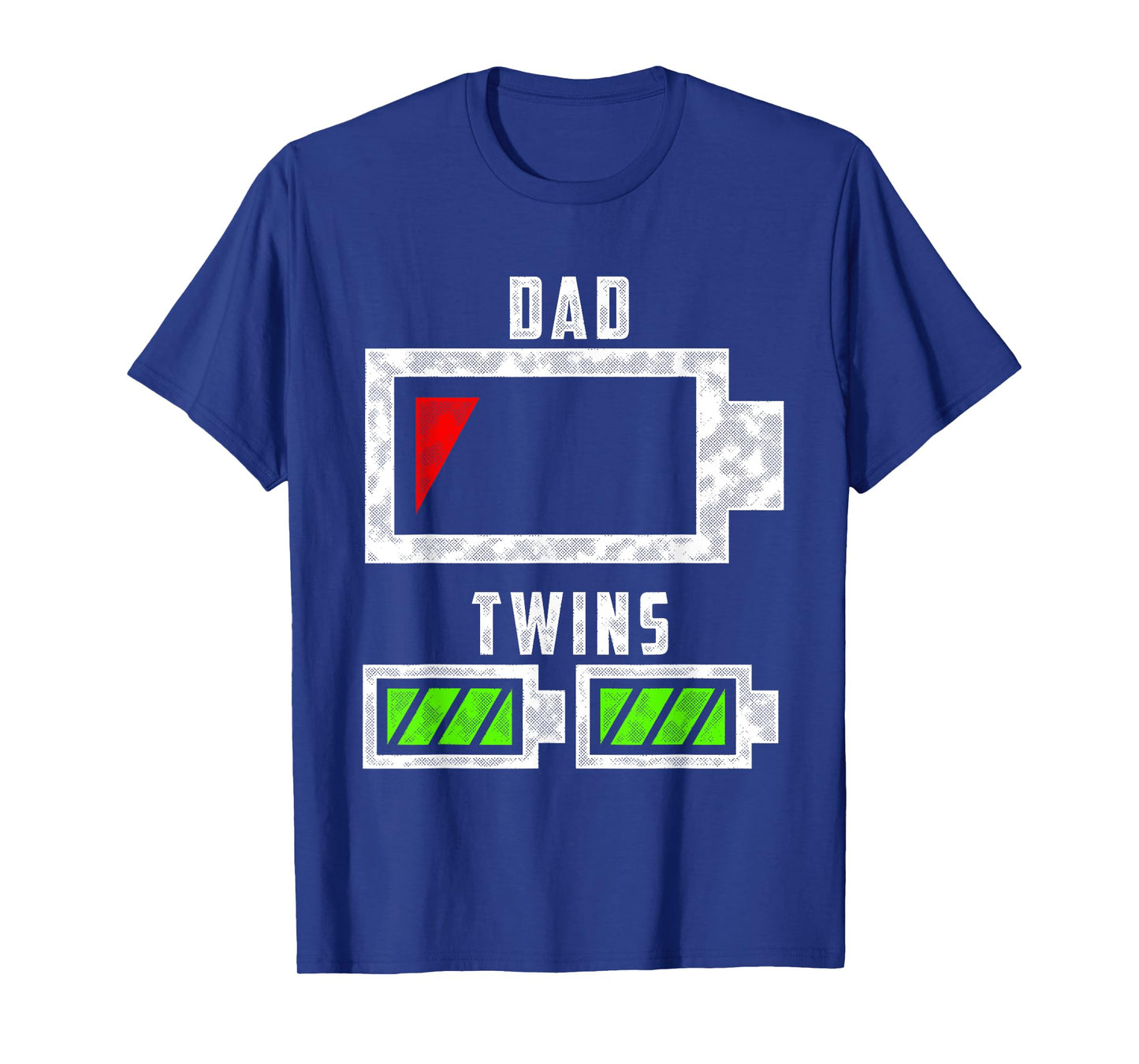Tired Twin Dad Low Battery Dad of Twins Funny Dad T-Shirt