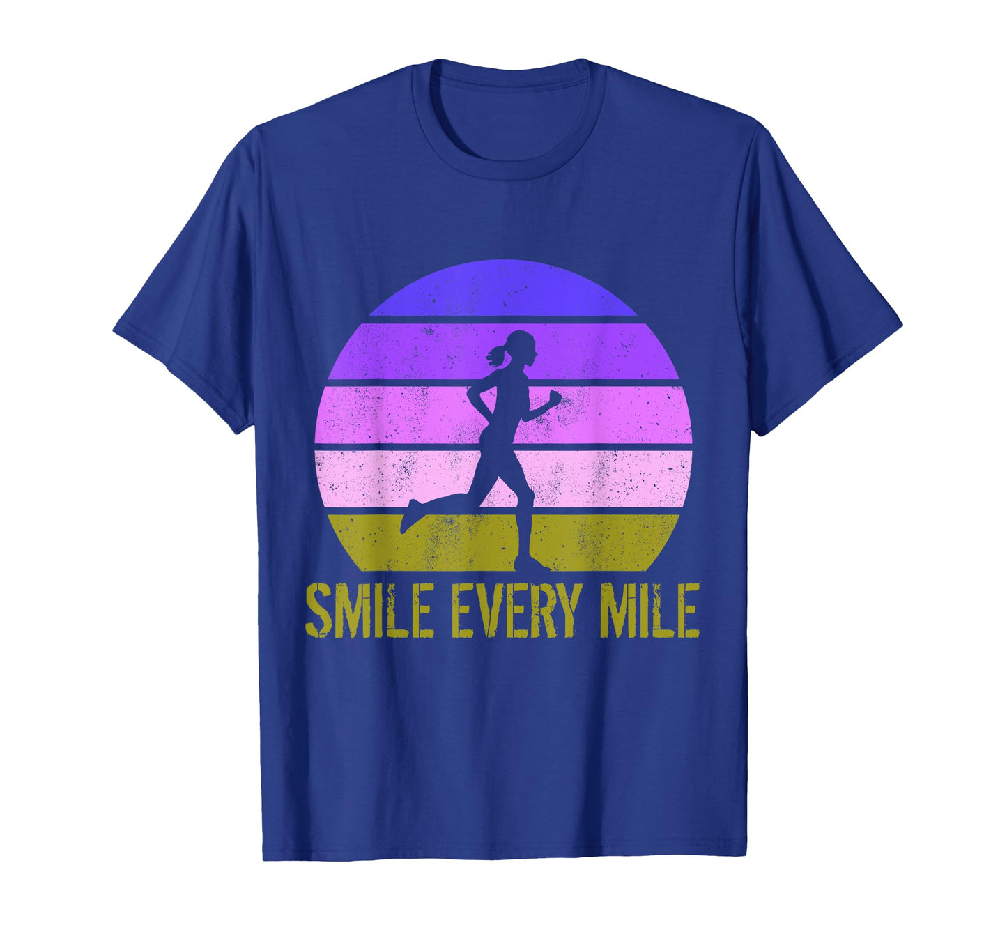 Women Running Marathon Funny Runner Smile Every Mile T-Shirt