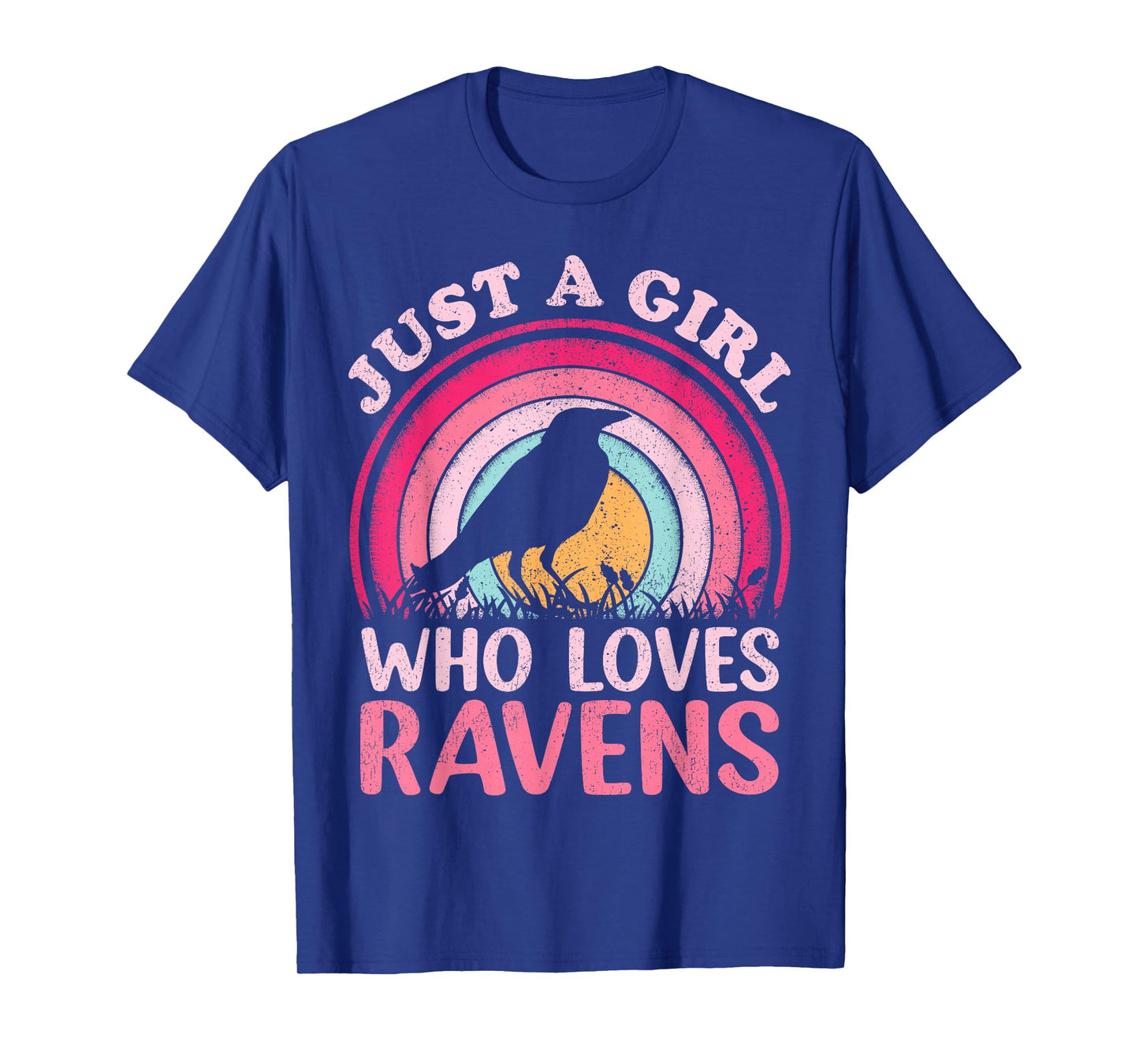 Raven Bird Vintage Retro Just A Girl Who Loves Ravens T-Shirt