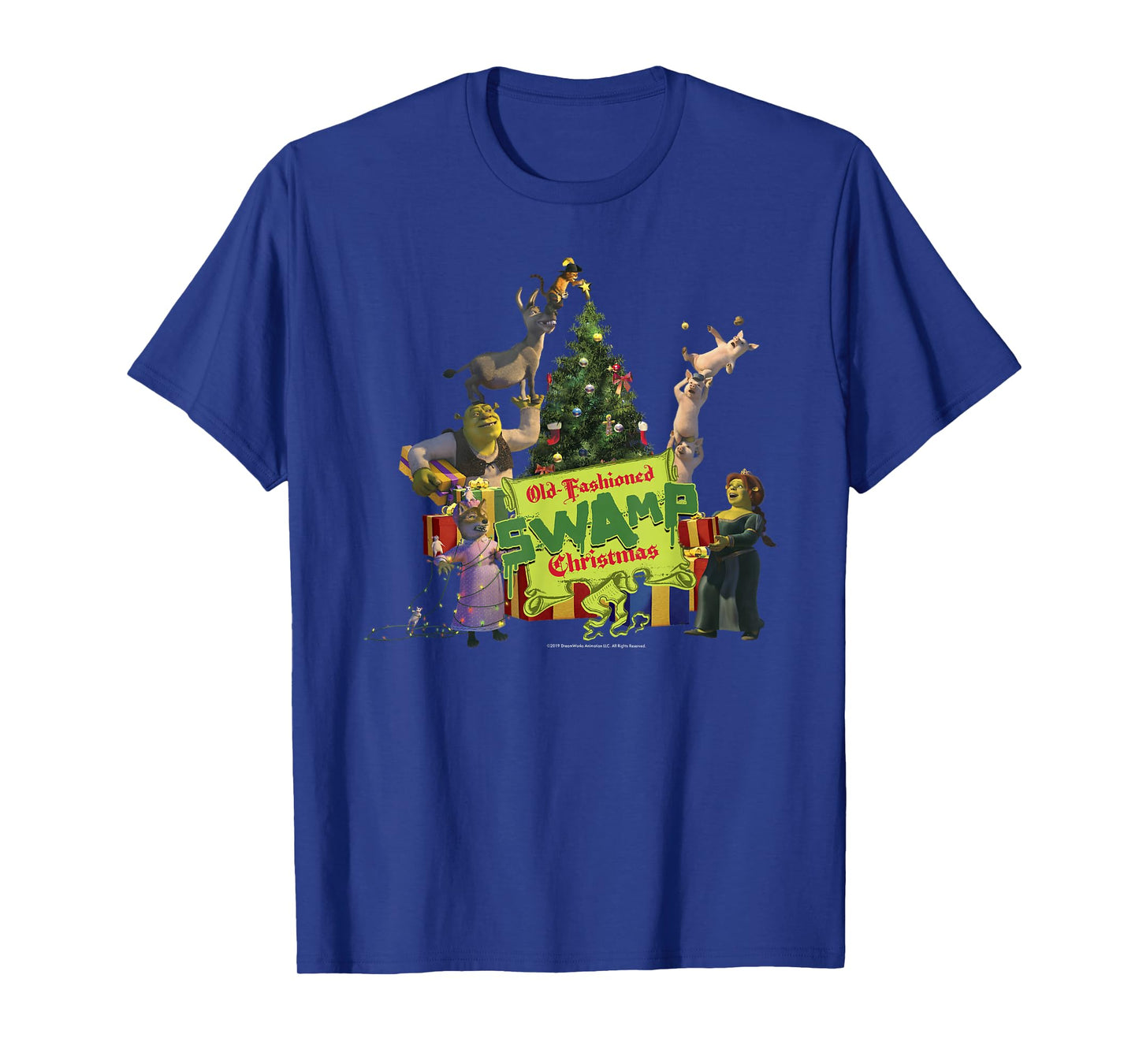 Shrek Group Shot Old-Fashioned Swap Christmas Text Poster T-Shirt