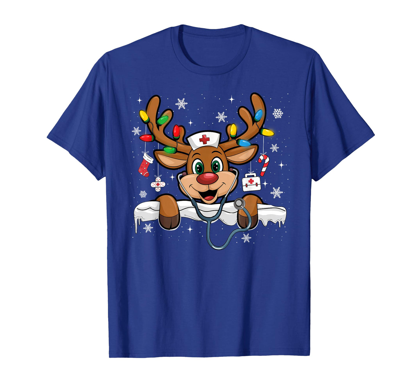 Nurse Christmas Reindeer Nursing NICU RN LPN Scrub T-Shirt