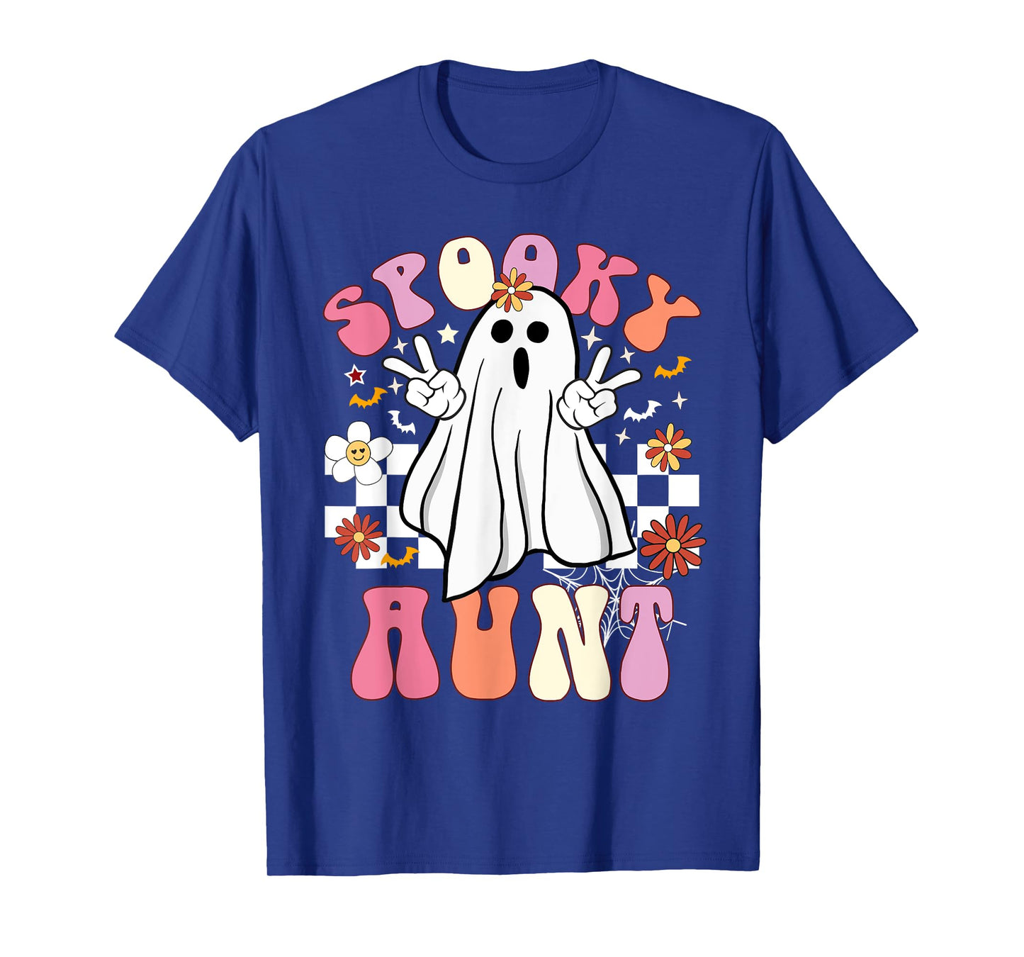 Spooky Aunt Floral Ghost Hippie Halloween Spooky Family T-Shirt