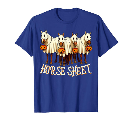 Cute Horse Sheet Ghost Horse Spooky Season Halloween Costume T-Shirt