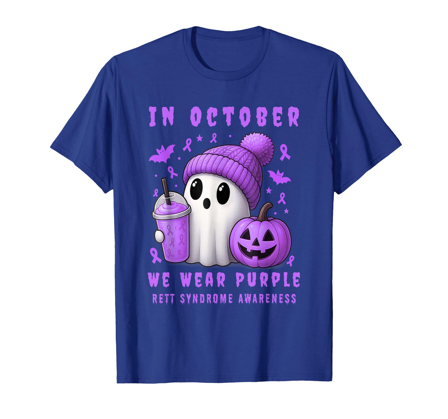 Halloween Boo Rett Syndrome Awareness in October Purple T-Shirt