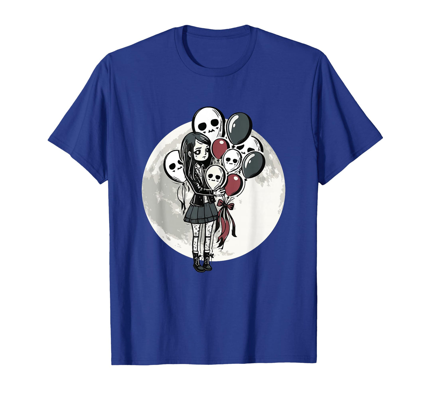 Goth Girl Holding Skull-Balloons - Goth Gothic T-Shirt