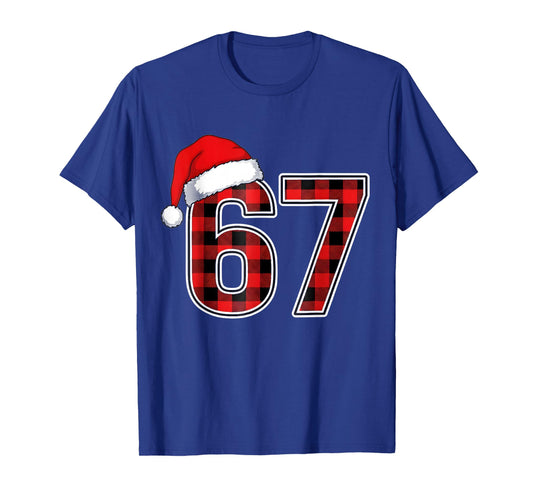 67 Meme Funny Christmas Red Plaid Xmas Pajamas Slang Kids T-Shirt