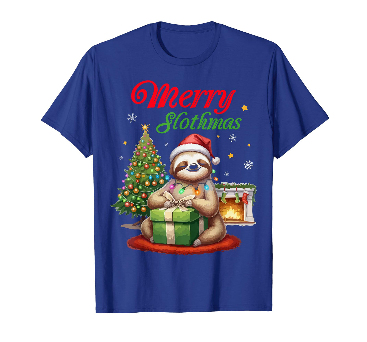 Cute Sloth Santa Christmas Merry Slothmas Slo Ho Ho Xmas T-Shirt