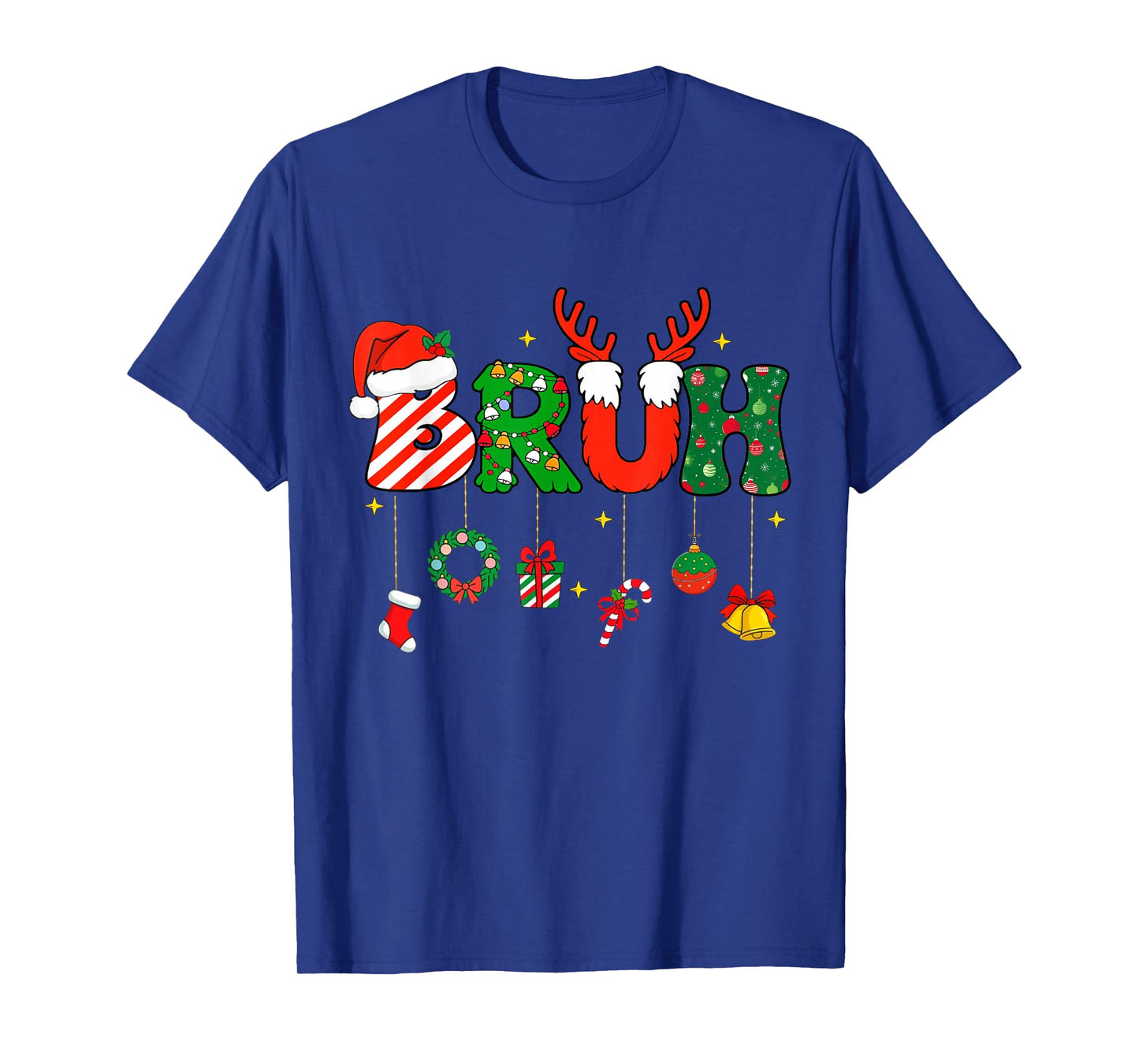 Bruh Funny Christmas Red Plaid Teens Boys Kids Xmas Pajamas T-Shirt