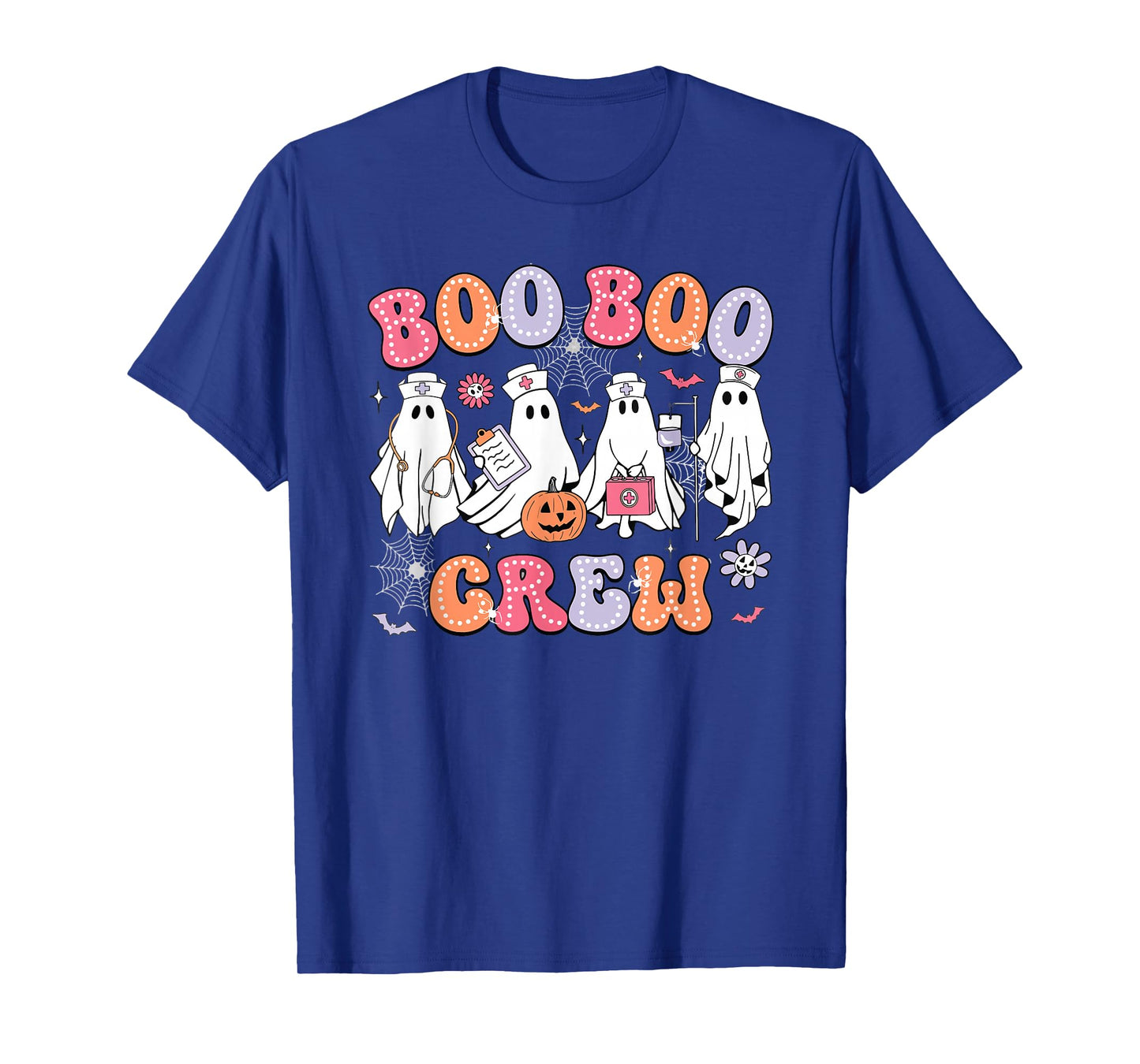 Halloween Nurse Groovy Boo Crew Nurse Funny Cute Ghost Women T-Shirt
