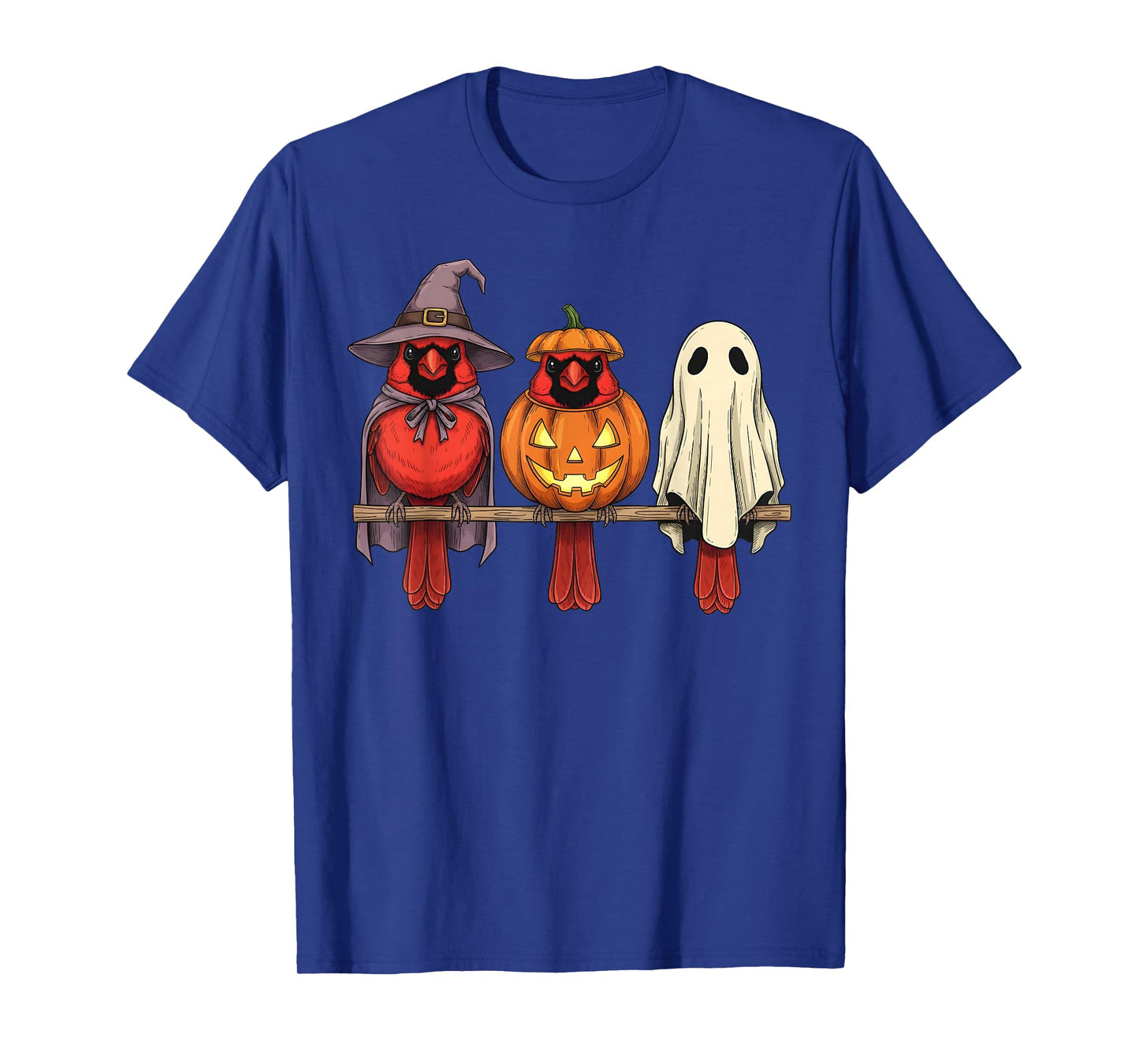 Spooky Ghost Red Cardinal Bird Lover Pumpkin Halloween T-Shirt