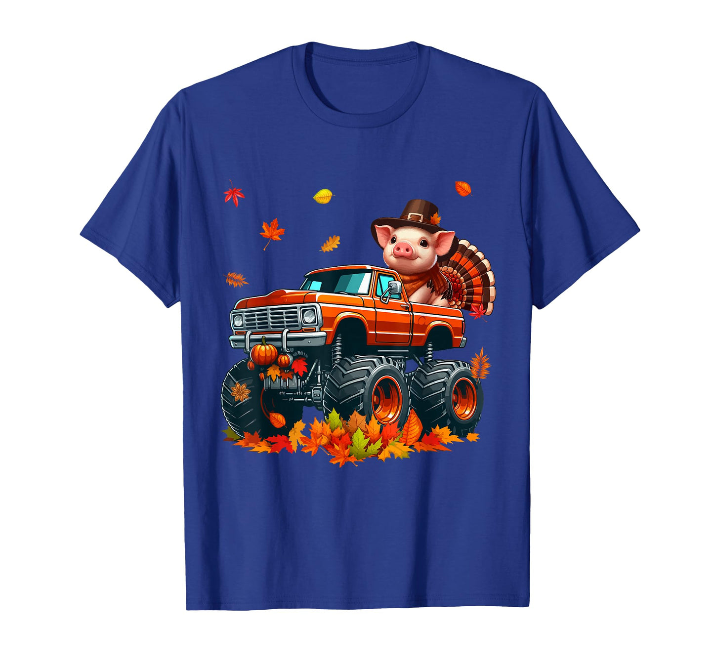 Pig Cosplay Turkey On Monster Truck Thanksgiving Farmer T-Shirt