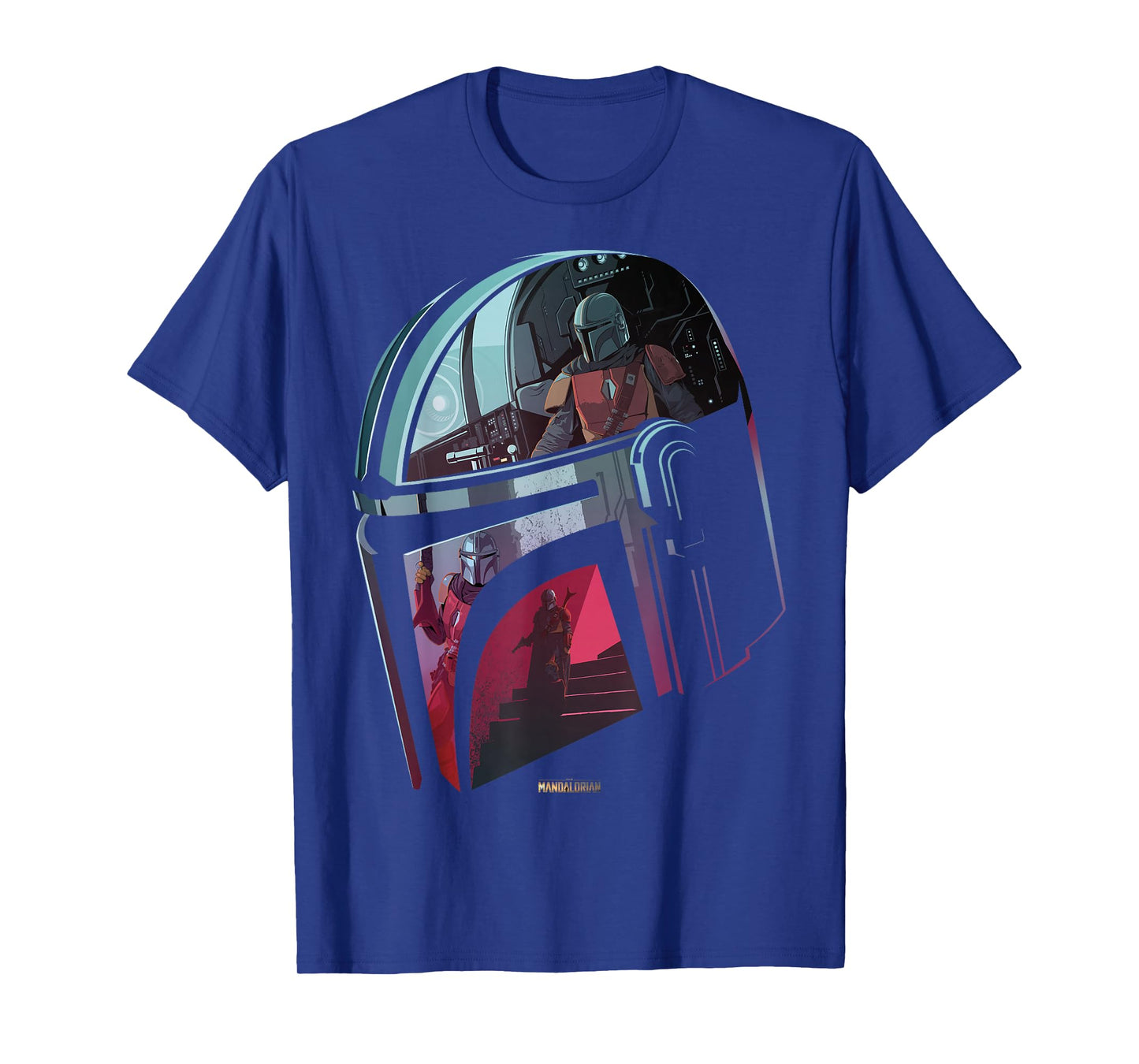 Star Wars The Mandalorian Helmet Scene Fill T-Shirt