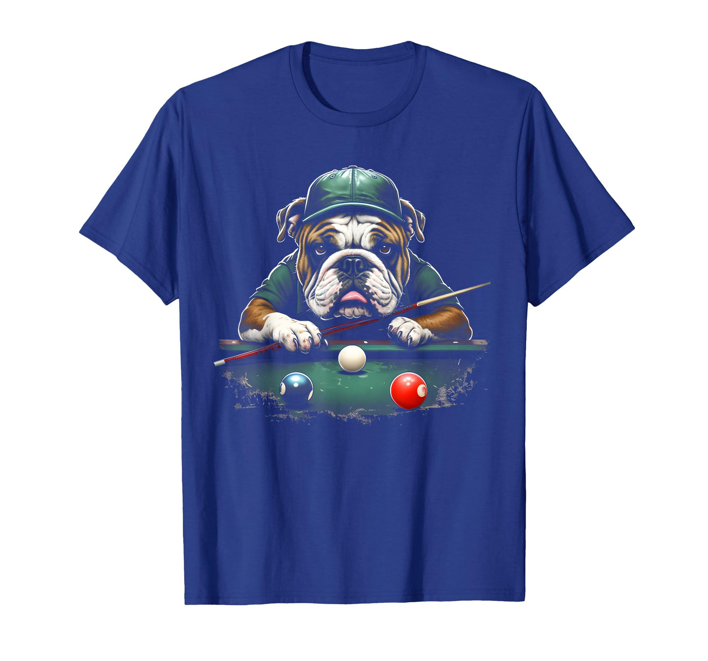 Bulldog Dog Playing Pool Billiard Lover Funny 8 Ball T-Shirt