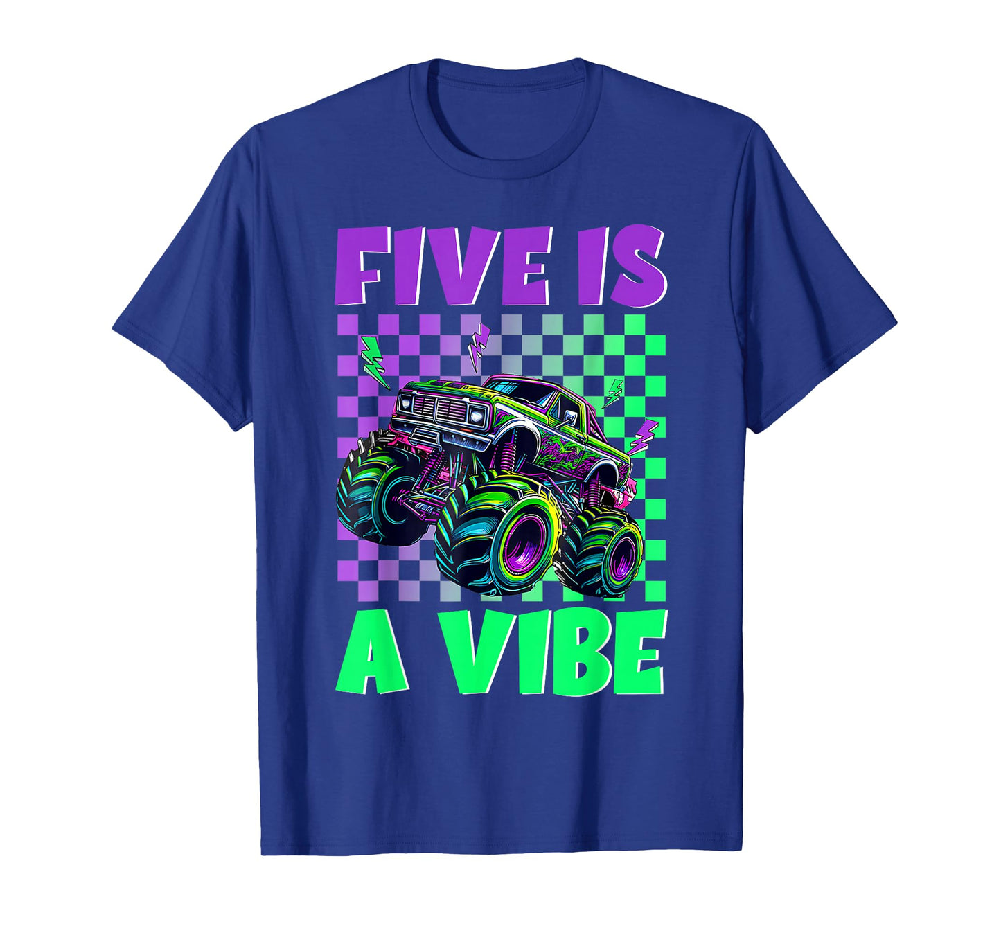 5 Year Old Five is A Vibe Monster Truck 5th Birthday Boy T-Shirt