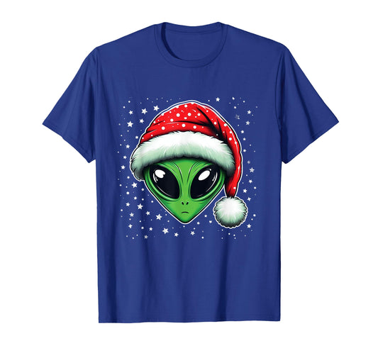 Christmas Alien Santa Hat Xmas Funny Alien Men Women T-Shirt