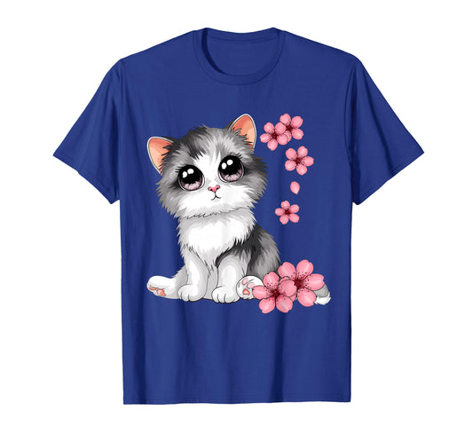 Cute Cat With Cherry Blossoms Cat T-Shirt
