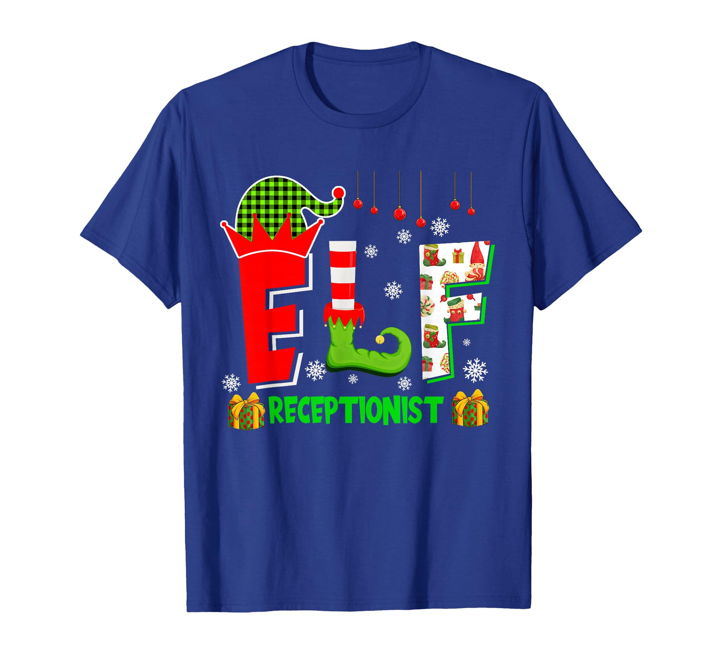 Elf Receptionist Christmas Costume Matching Elf Lover Family T-Shirt